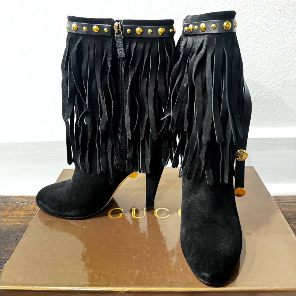 VINTAGE GUCCI FRINGE BOOTS 39.5